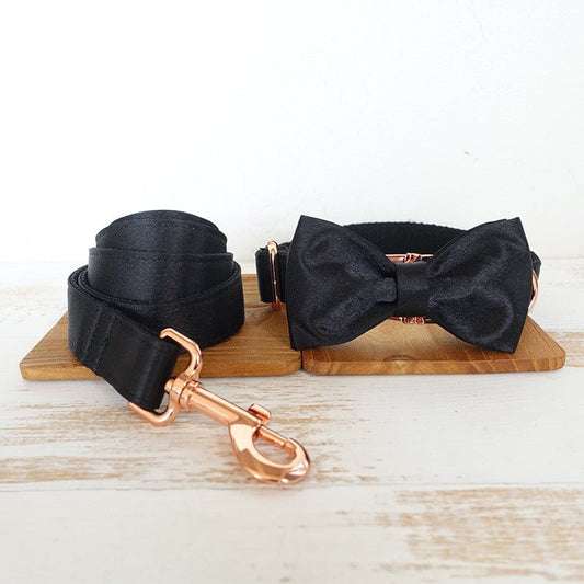 Chic Gold Buckle Bow Tie Pet Collar